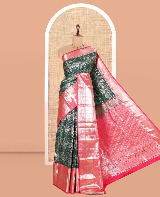 Dark Green-Pink Budget Silk Saree