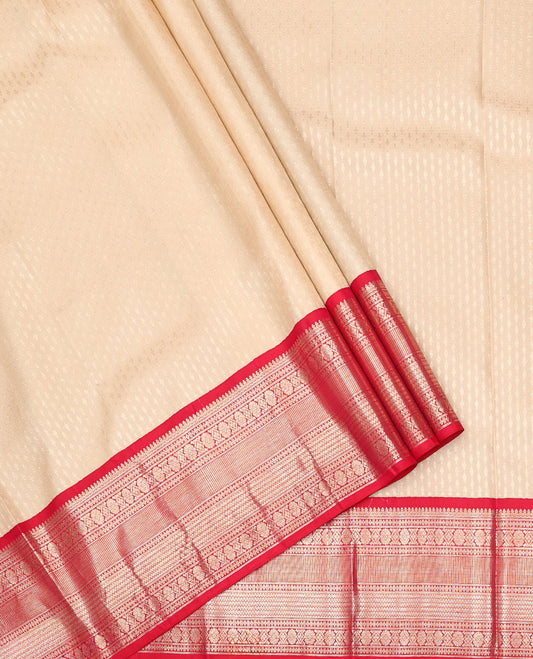 Cream Pure Silk Half Saree