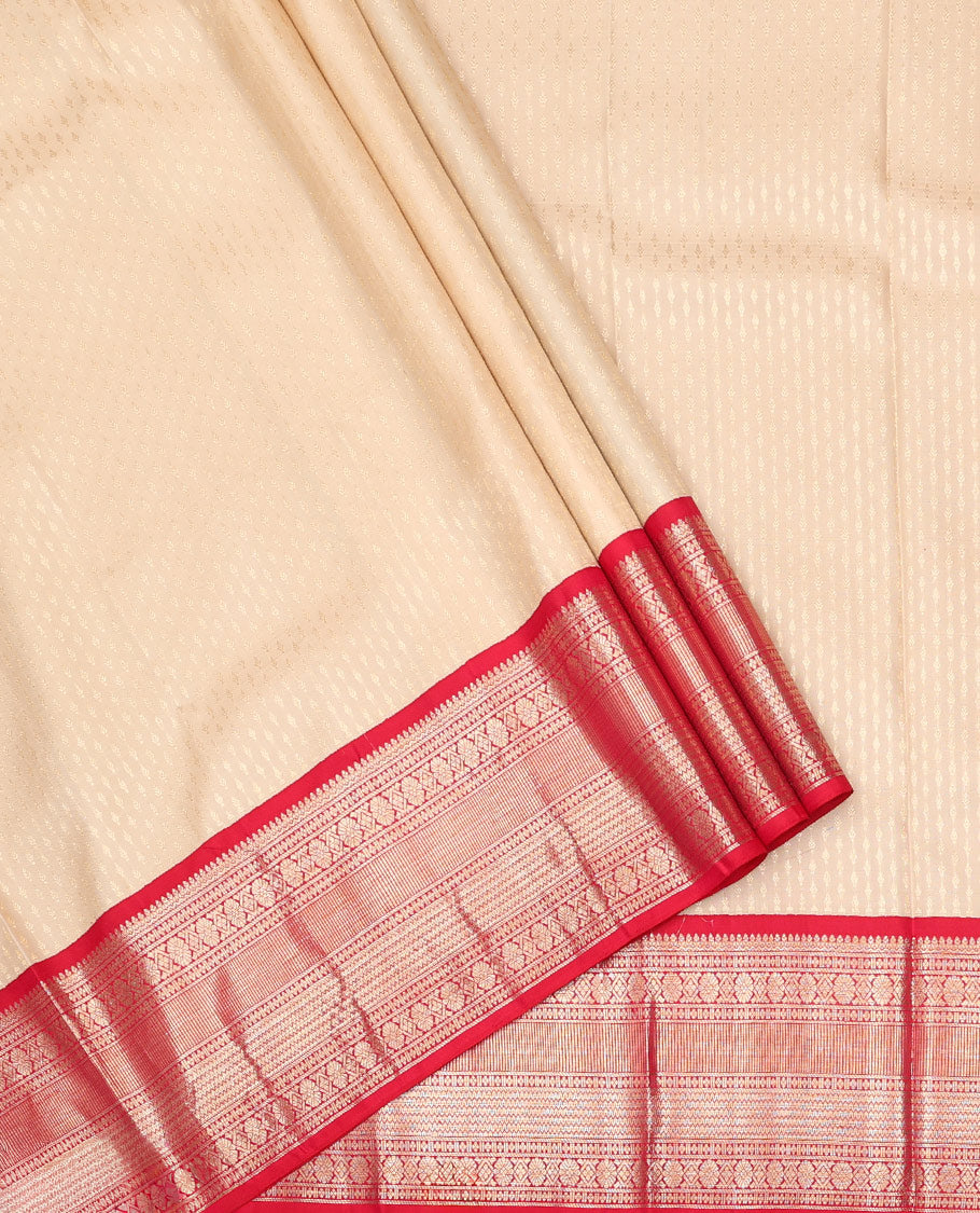Cream Pure Silk Half Saree
