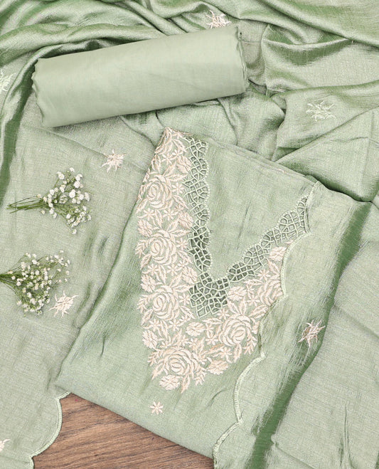 Green Material Chudidar Set