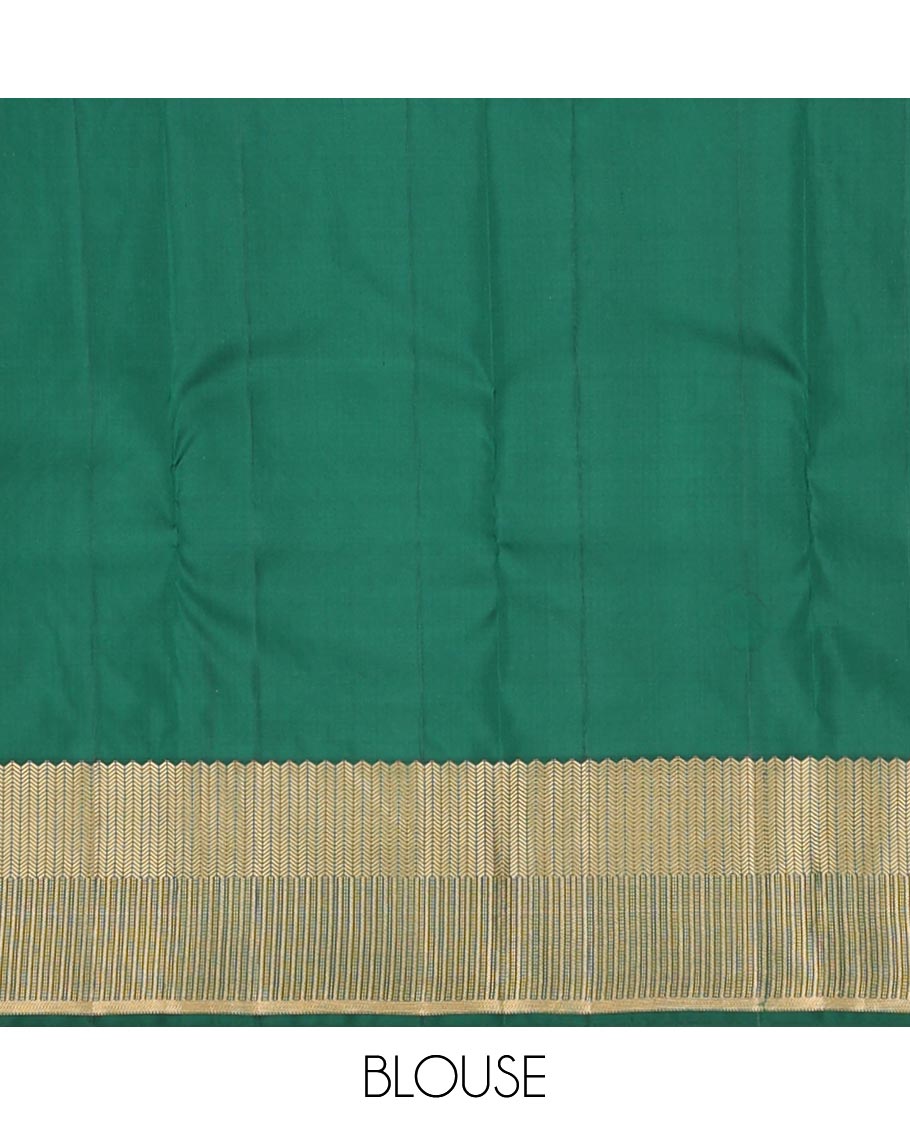 Yellow zari buttas silk saree, contrast zari border of vanki,muthu & banaras & pallu of paiyaadi kattam design