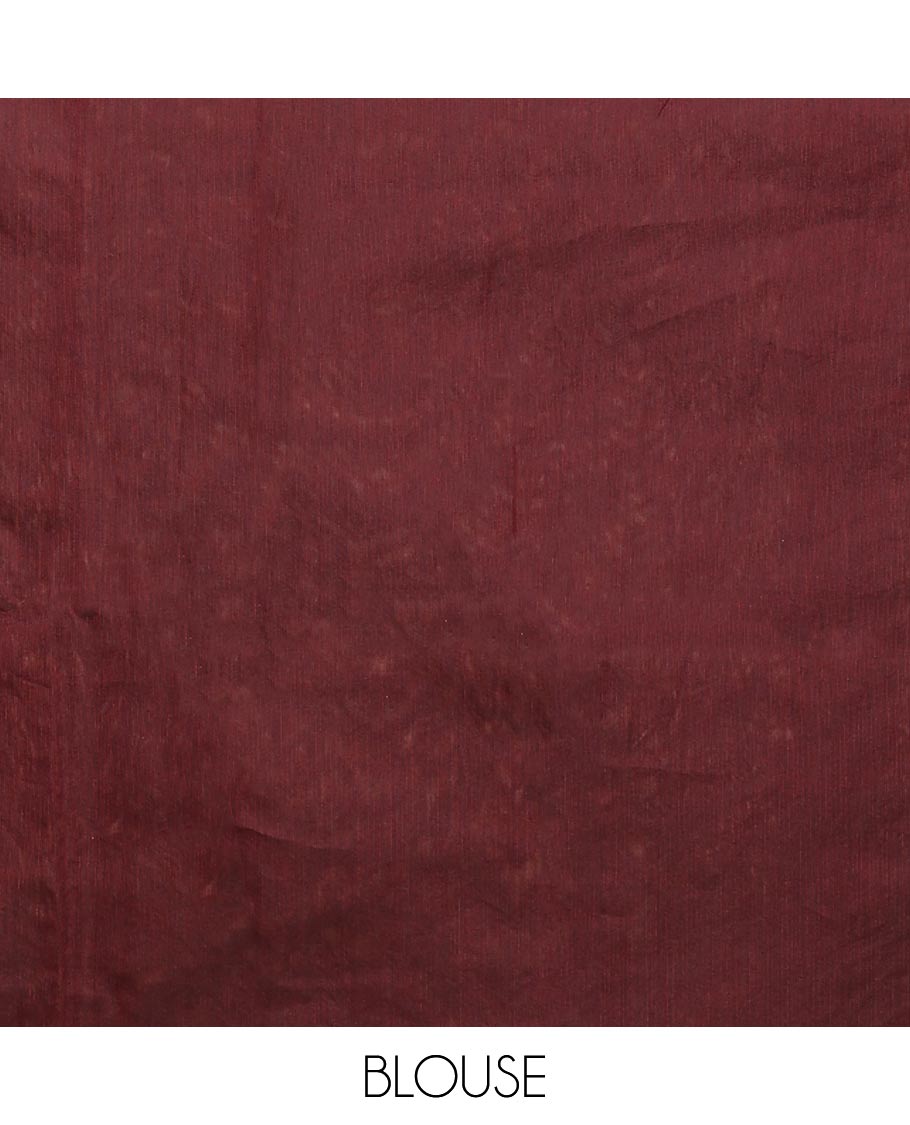 Borderless orange floral buttas semi-silk cotton saree, contrast traditional design steeped pallu