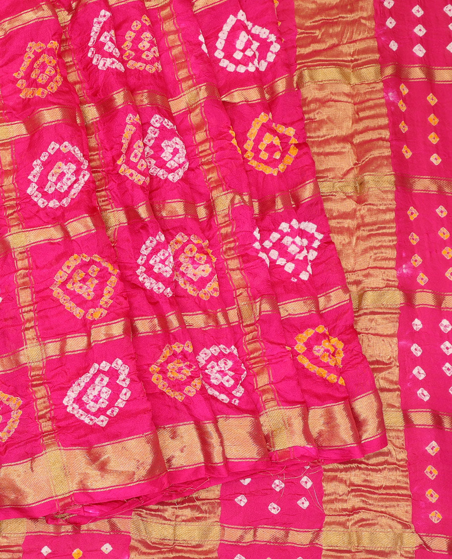 Pink Bandhani Dola Silk Saree