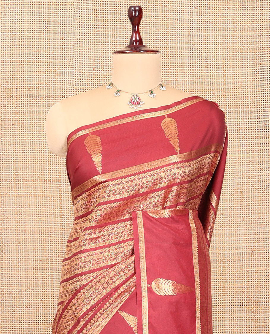 Dark Maroon Jacquard Budget Silk Saree, Zari Traditional Border, Jaal Pallu, and Jacquard Blouse