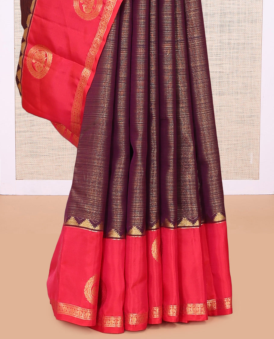 Magenta-Pink Stripes Vasundhara Lite Silk Mix Saree