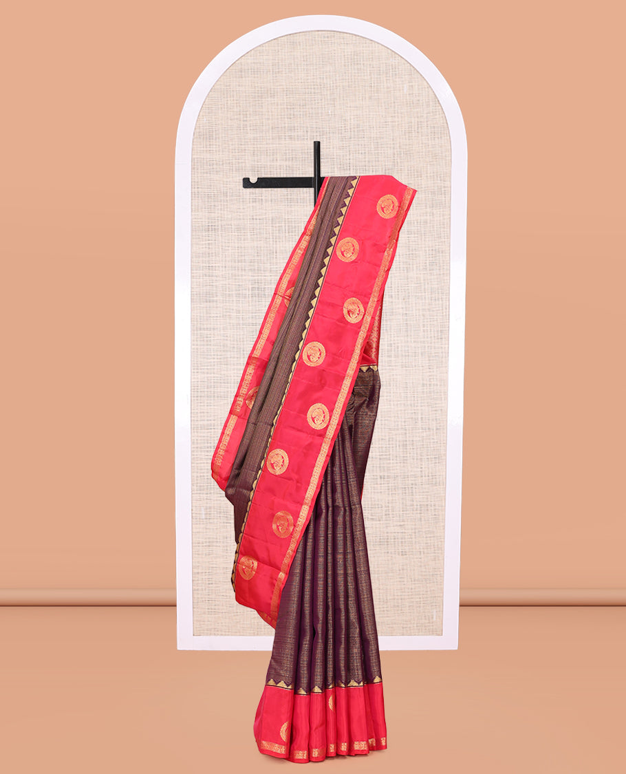 Magenta-Pink Stripes Vasundhara Lite Silk Mix Saree