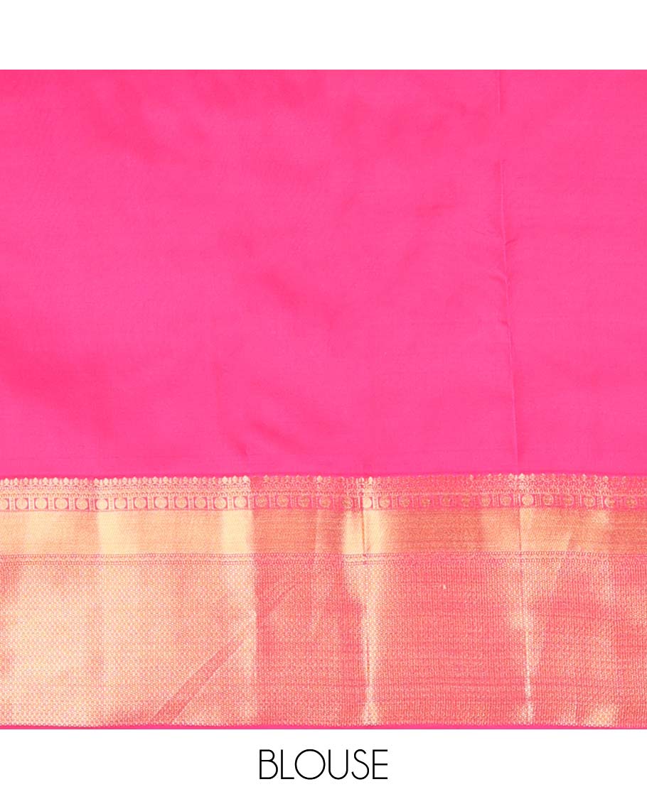 Pink zari buttas Vasundhara silk mix saree, traditional zari design border, and jaal pallu