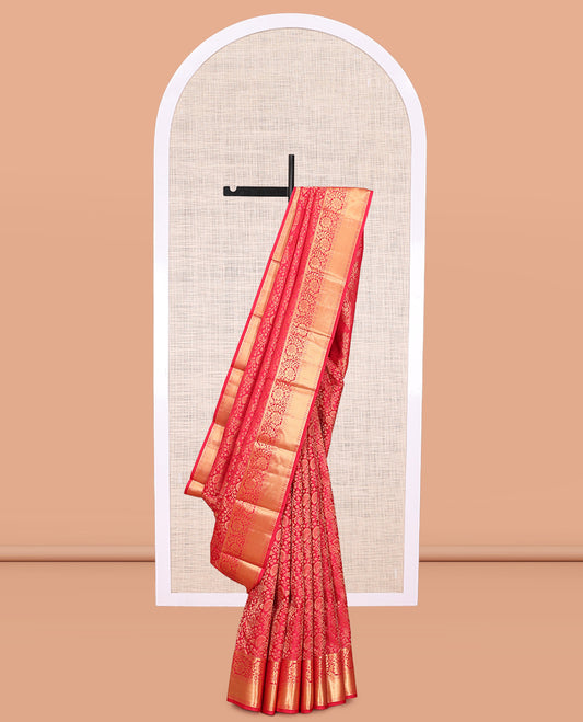 Red Floral Kanchipuram Wedding Silk Saree