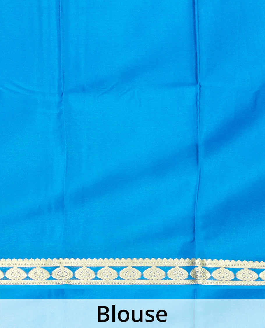 Green mysore silk saree with contrast floral design border