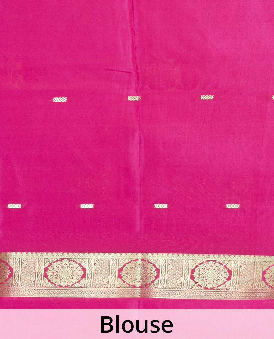Blue buttas mysore silk saree with contrast floral design border