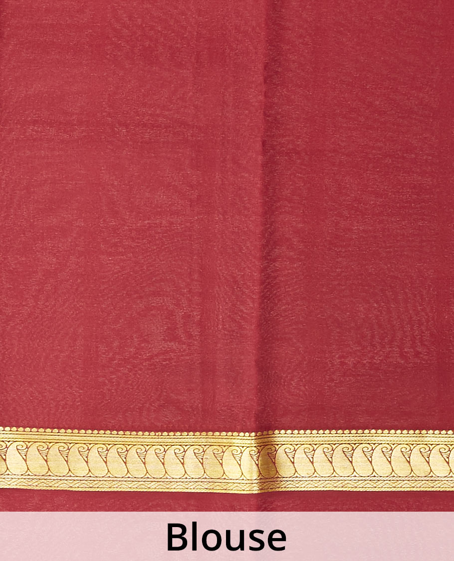 Blue mysore silk saree with contrast paisley zari design border