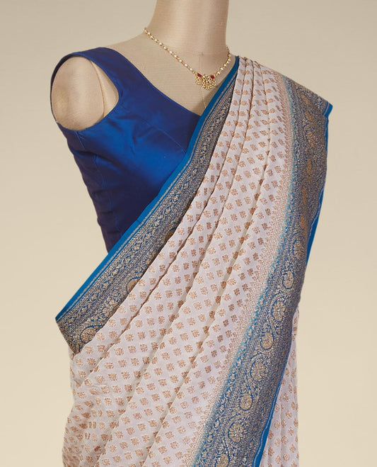Sandal floral butta banaras georgette saree with self intricare zari design border