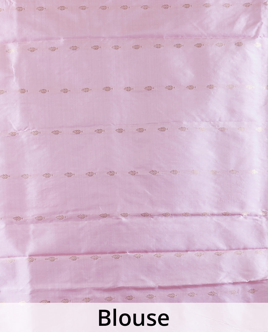 Pink zari buttas katan silk saree, zari border & pallu steeped with delicately woven butterfly motifs