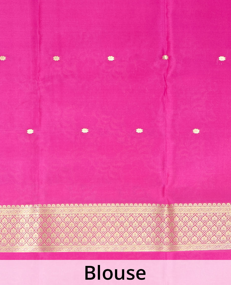 Green zari buttas Mysore silk saree, contrast traditional zari border & pallu of floral zari weave