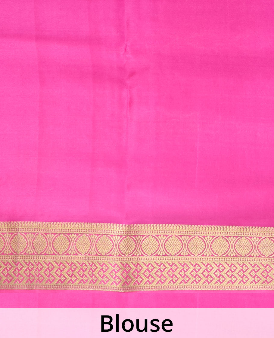 Yellow zari buttas Mysore silk saree, contrast traditional zari border & zari woven pallu
