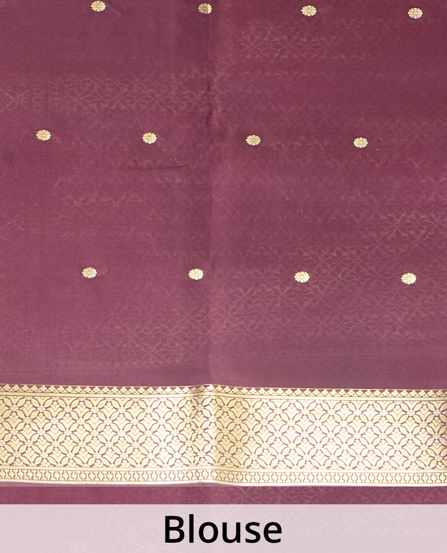 Orange zari buttas Mysore silk saree, contrast jaal design zari border & pallu of jaal design