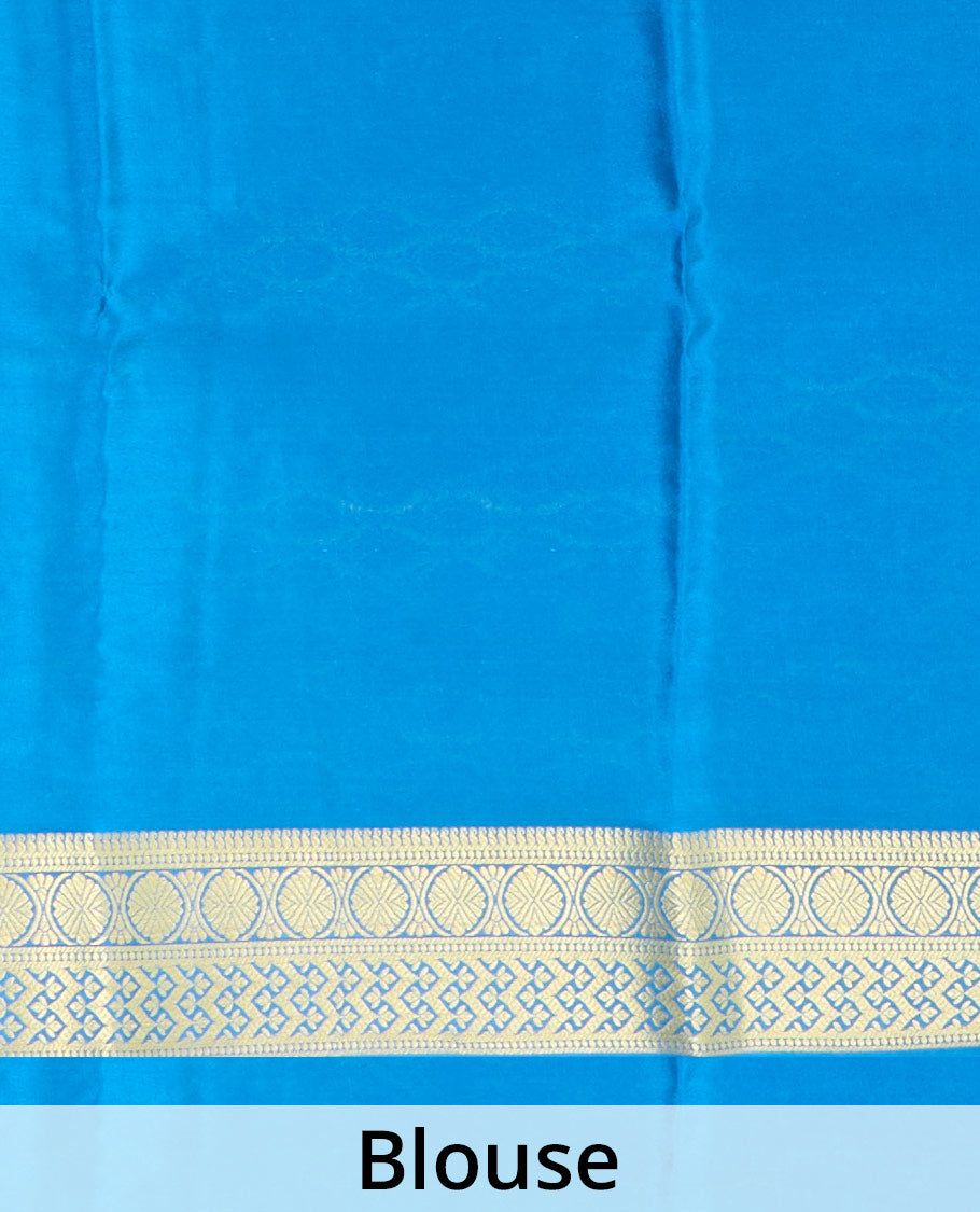 Pista green zari buttas Mysore silk saree, contrast traditional zari border & intricately zari woven pallu