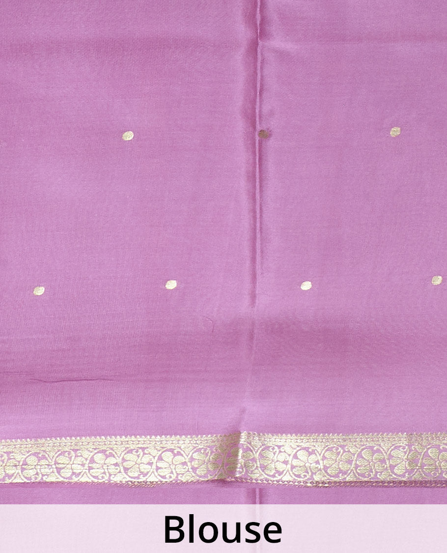 Light pista green zari buttas Mysore silk saree, contrast floral creeper zari border, and zari striped pallu
