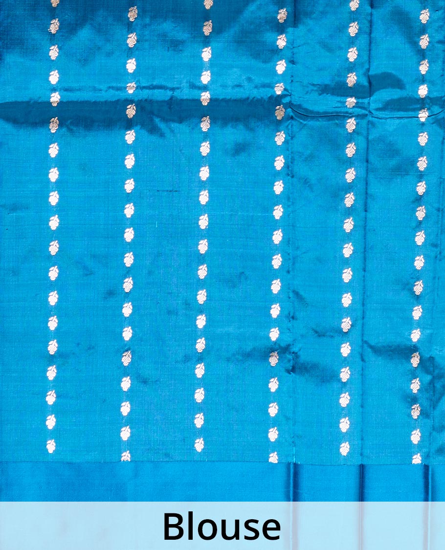 Maroon zari buttas Banarasi kathan silk saree, contrast traditional zari floral creeper border, and pallu features dobby style buttas