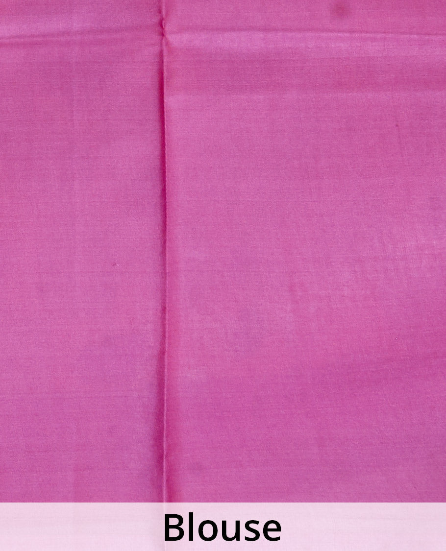 Yellow floral vine printed silk saree, contrast border, and pallu steeped with traditional designs