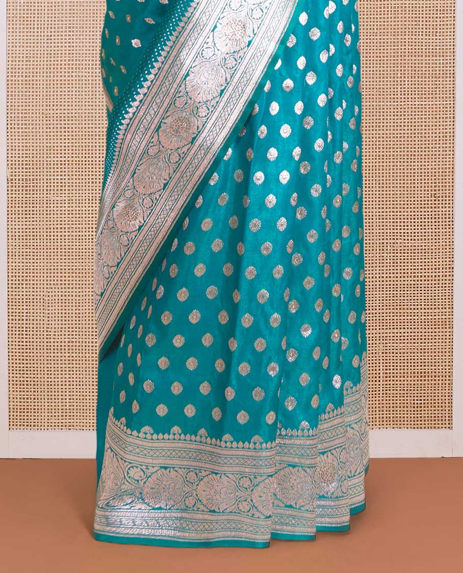 Red diagonal floral stripes with stone work Banaras Satin  silk saree, floral creeper zari border, and pallu of jaal design