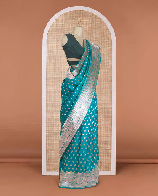 Red diagonal floral stripes with stone work Banaras Satin  silk saree, floral creeper zari border, and pallu of jaal design