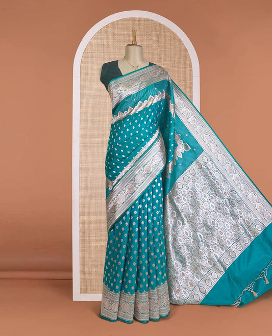 Red diagonal floral stripes with stone work Banaras Satin  silk saree, floral creeper zari border, and pallu of jaal design