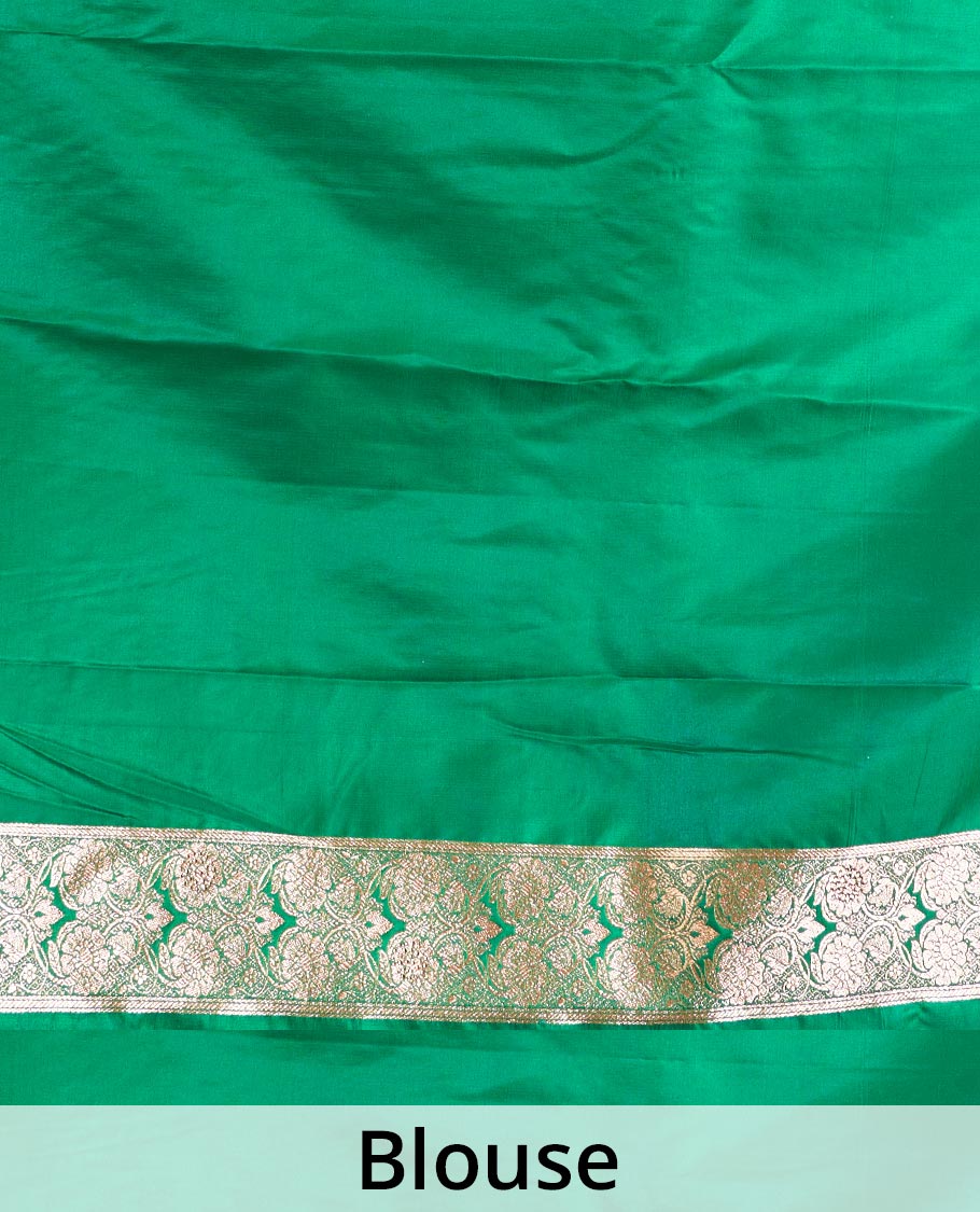 Maroon floral vine design with stone work Banaras Satin and Nylon silk saree, contrast floral design zari border, and ogee patterned pallu