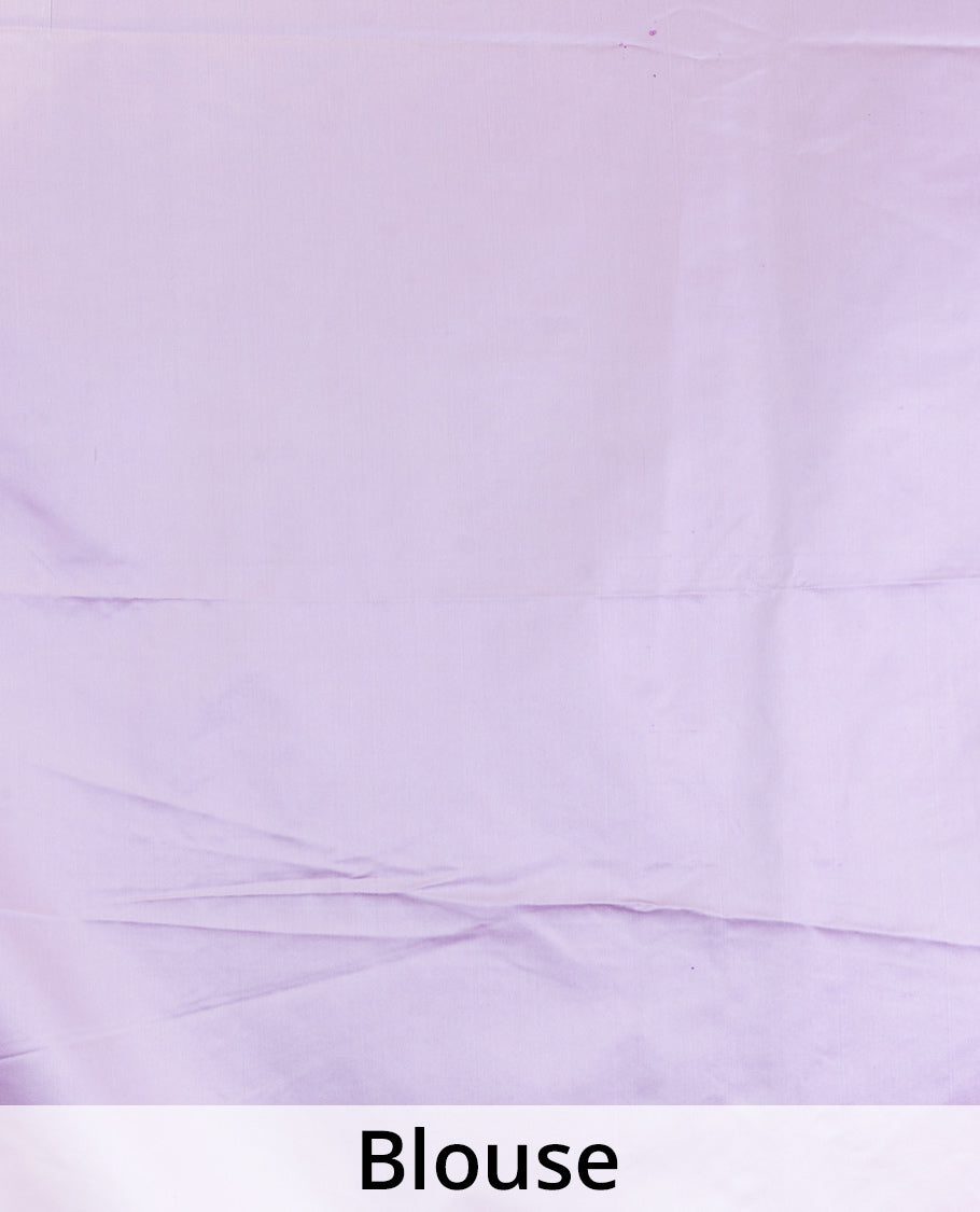 Pastel lavender zari buttas Banaras Satin silk saree, zari border, and intricate pallu