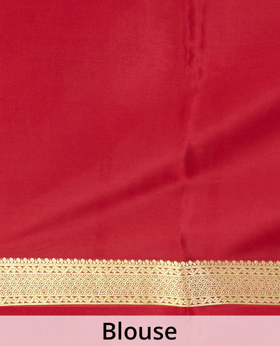 Green zari buttas Mysore silk saree, contrast traditional zari design border, and zari striped pallu