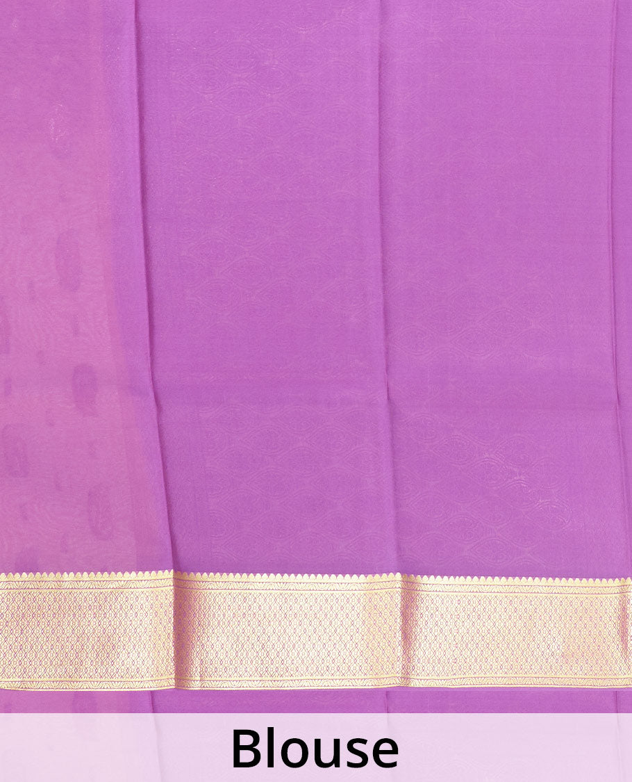 Yellow paisley buttas Mysore silk saree, contrast traditional zari border, and jaal design pallu