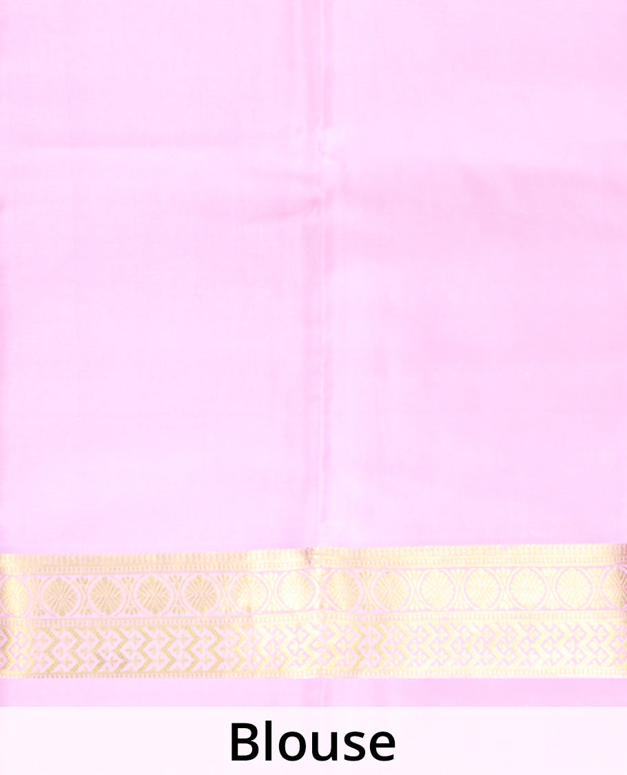 Black zari buttas Mysore silk saree, contrast traditional zari border, and pallu of jaal design