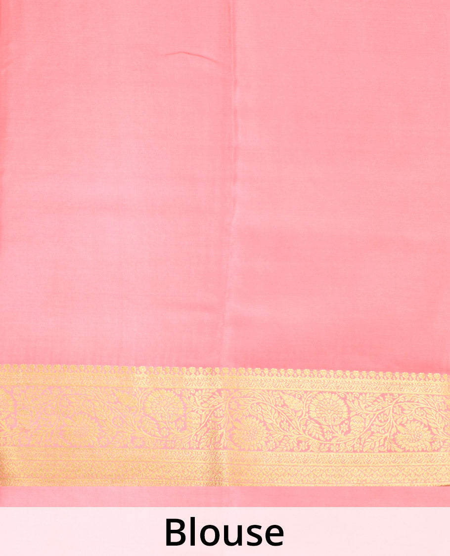 Brown zari buttas Mysore silk saree, contrast traditional zari border, and pallu of intricate designs