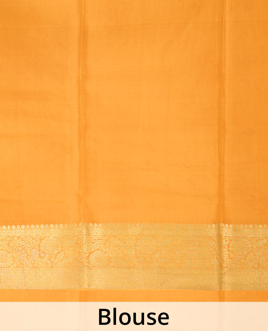 Blue zari buttas Mysore silk saree, contrast traditional zari border of floral creeper designs, and intricately woven pallu