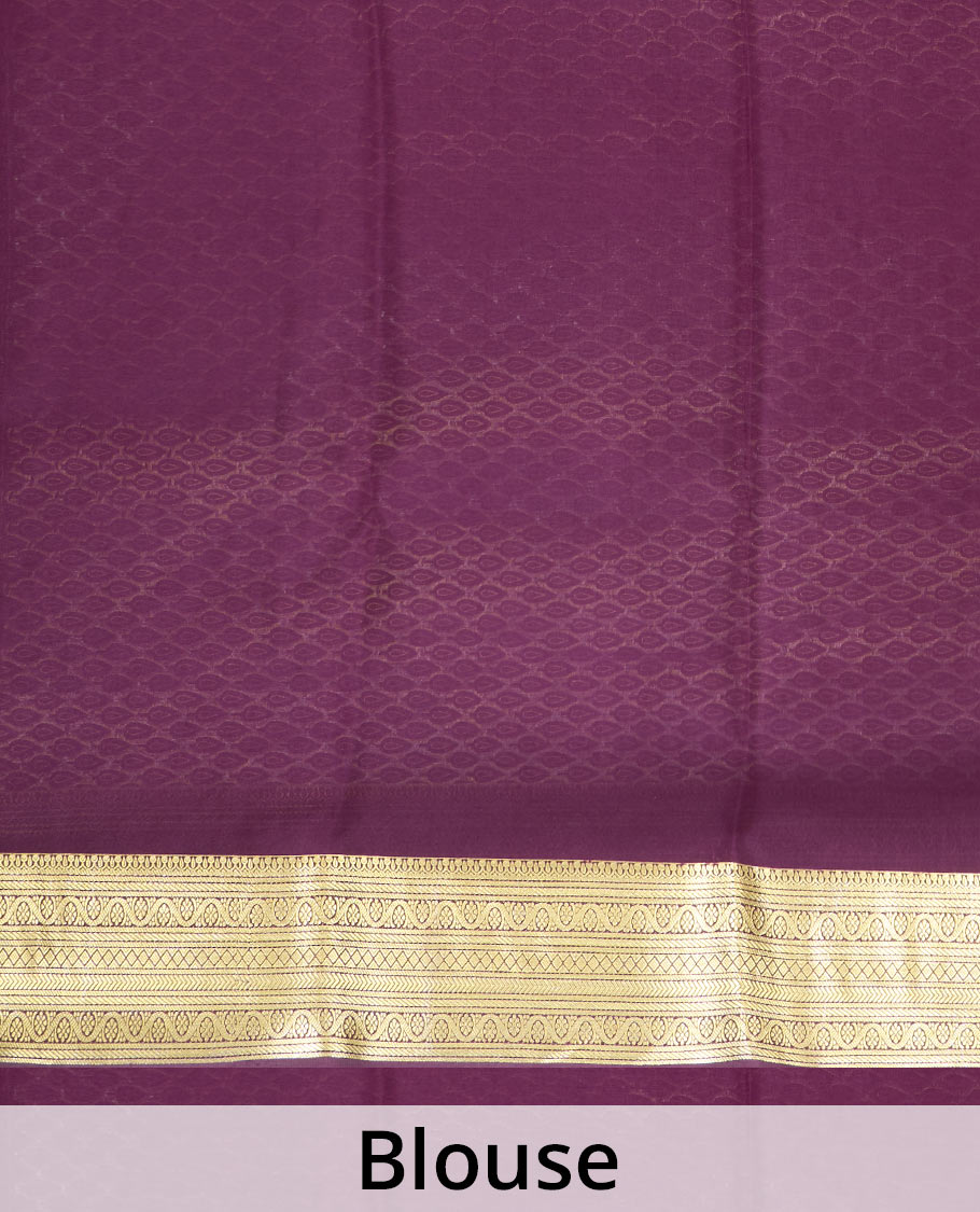 Maroon zari buttas Mysore silk saree, traditional zari border, and pallu of jaal design