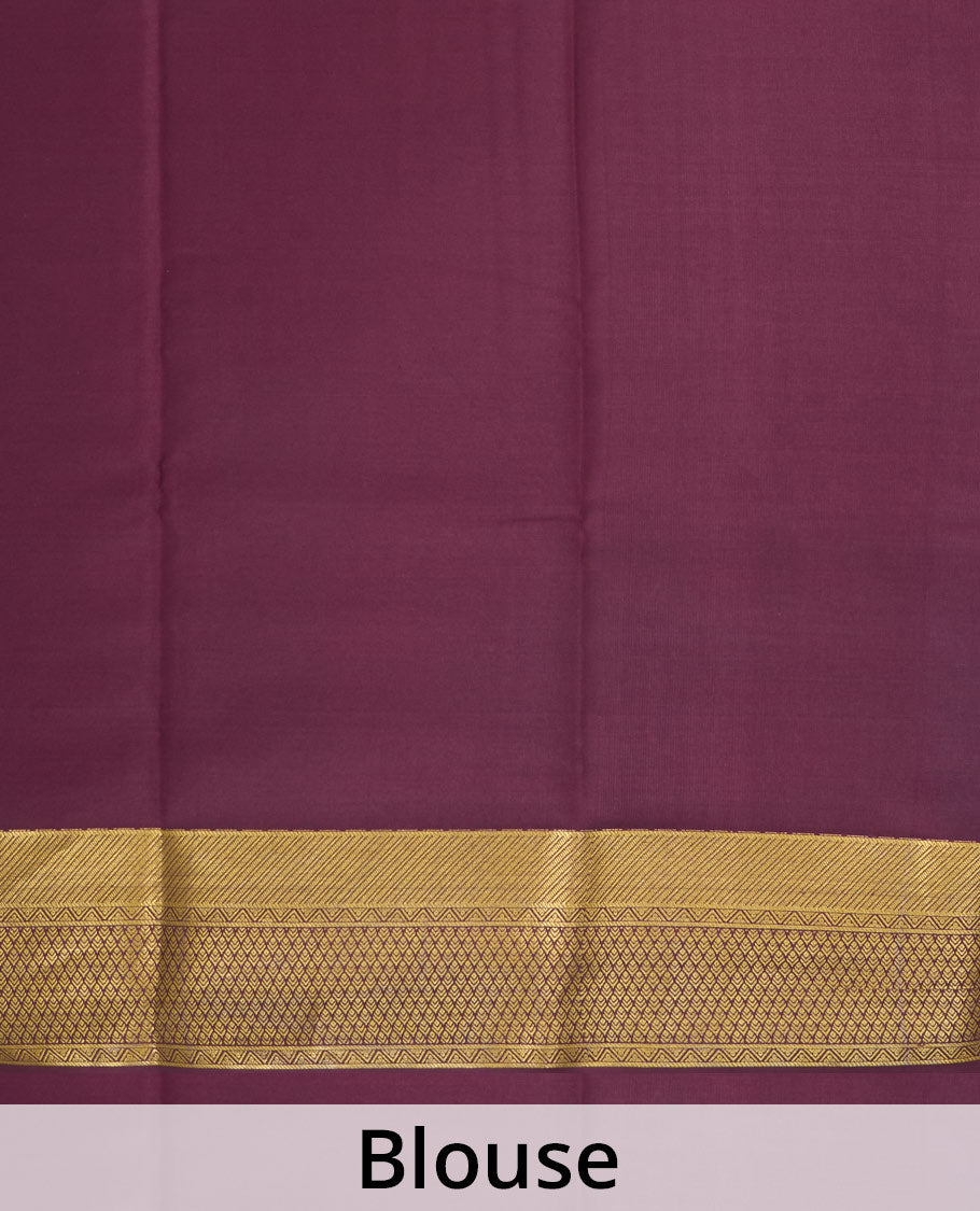 Blue zari floral buttas Mysore silk saree, contrast traditional zari border, and pallu of jaal design