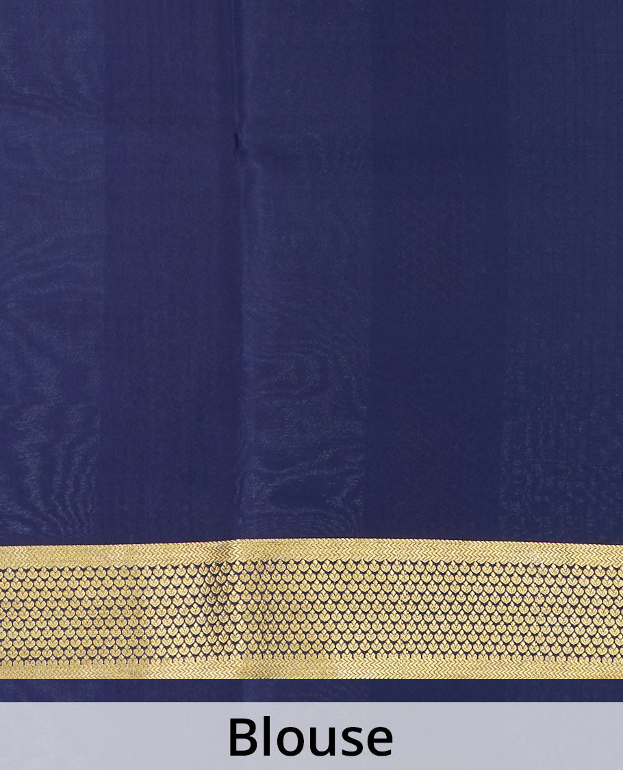 Green micro zari checked Mysore silk saree, contrast zari border, and pallu features traditional zari designs