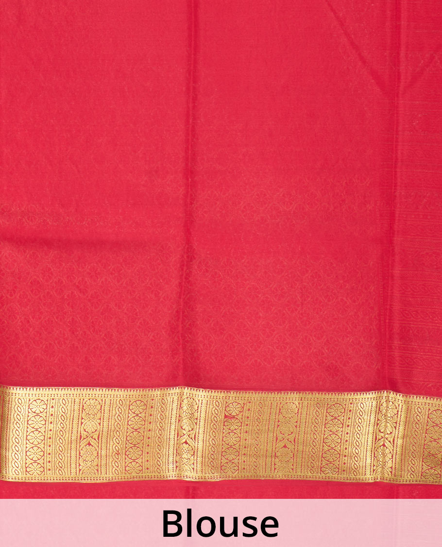 Orange zari buttas Mysore silk saree, traditional zari border, and ogee patterned pallu