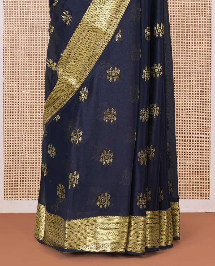 Black zari buttas Mysore silk saree, traditional zari border, and jaal pallu