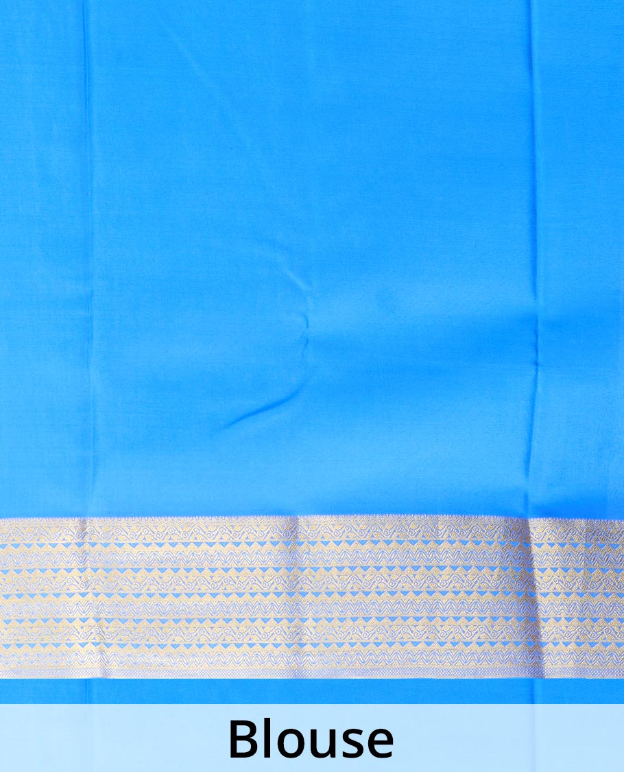 Blue zari buttas Mysore silk saree, traditional zari border, and pallu