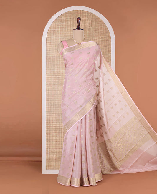 Peach Pichwai cow motifs Mysore silk saree, traditional zari border, and intricately woven pallu