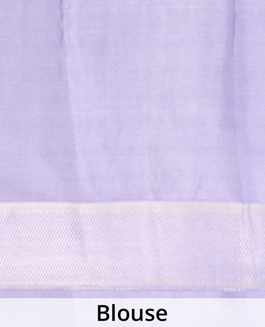 Lavender floral jaal jacquard Mysore silk saree, traditional zari border, and jaal pallu