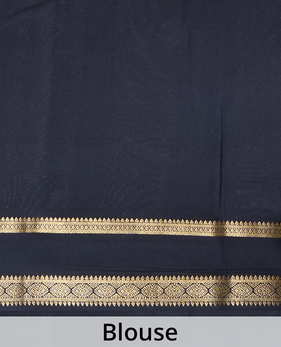 Black zari checked Mysore silk saree, traditional rettai pettu border, and traditional zari designs pallu