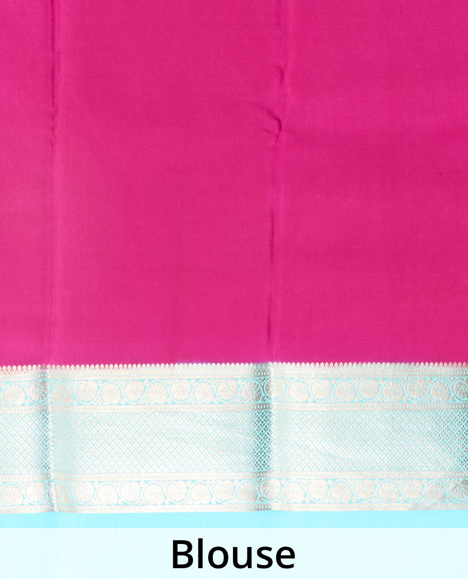 Green zari buttas Mysore silk saree, contrast traditional zari border, and jaal pallu