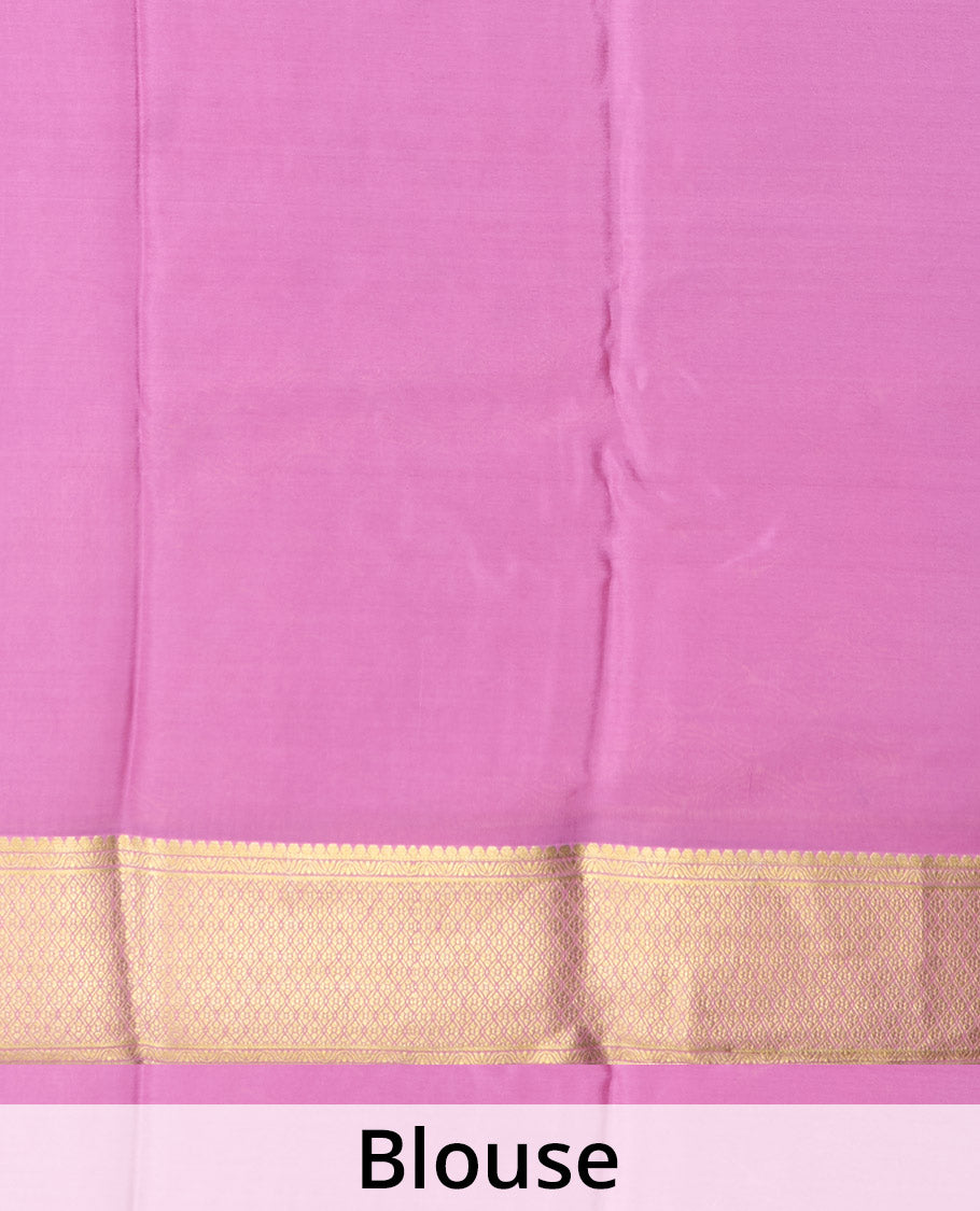 Green zari buttas Mysore silk saree, contrast traditional zari design border, and jaal pallu