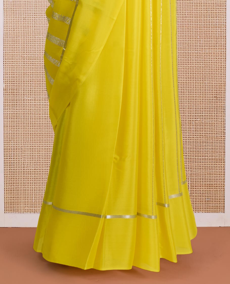 Yellow zari design Mysore silk saree, zari border and pallu of zari designs