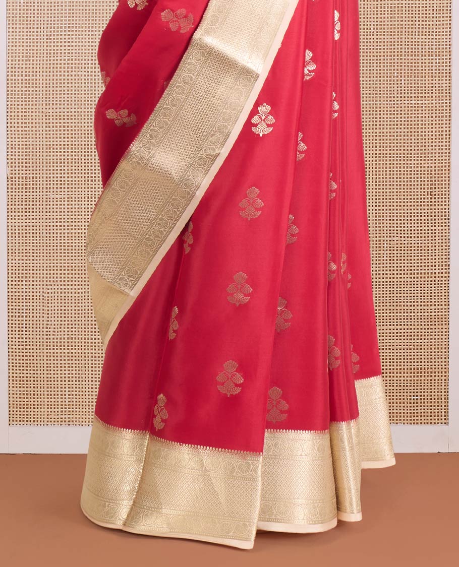 Red zari buttas and checked Mysore silk saree, traditional zari design border, and zari design pallu