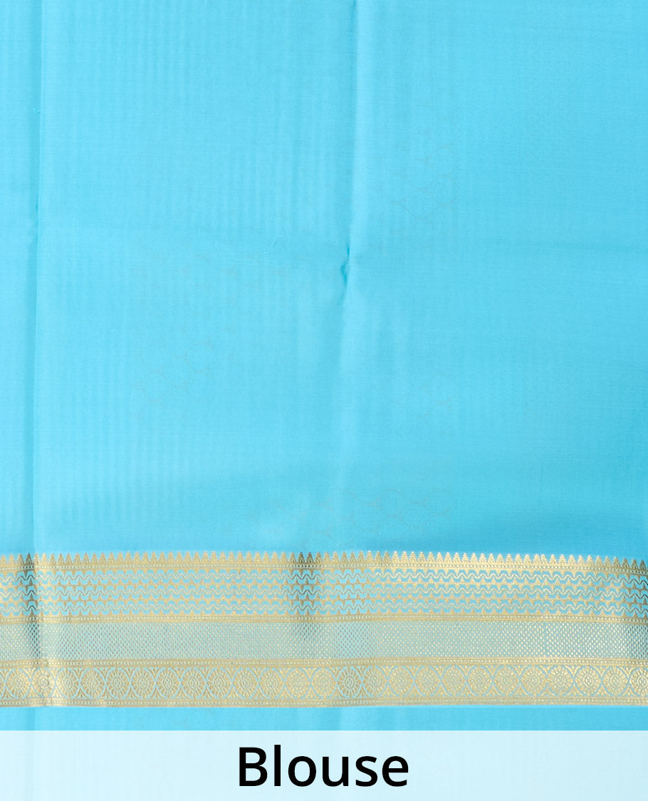 Blue zari buttas Mysore silk saree, traditional zari design border, and intricately designed pallu