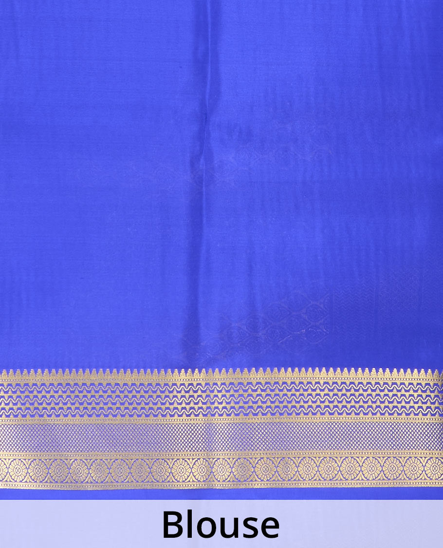 Blue zari buttas Mysore silk saree, traditional zari design border, and intricately designed pallu