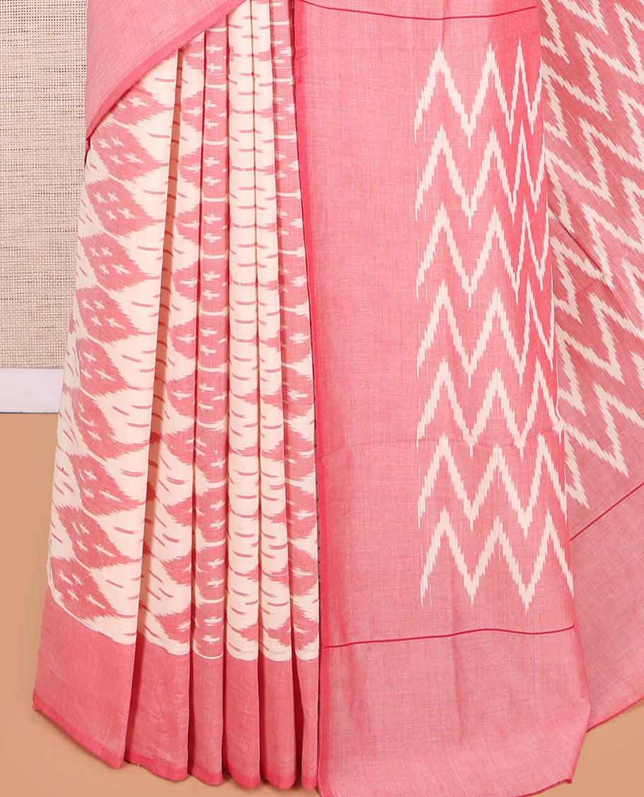Cream Pochampally Ikat Cotton Saree